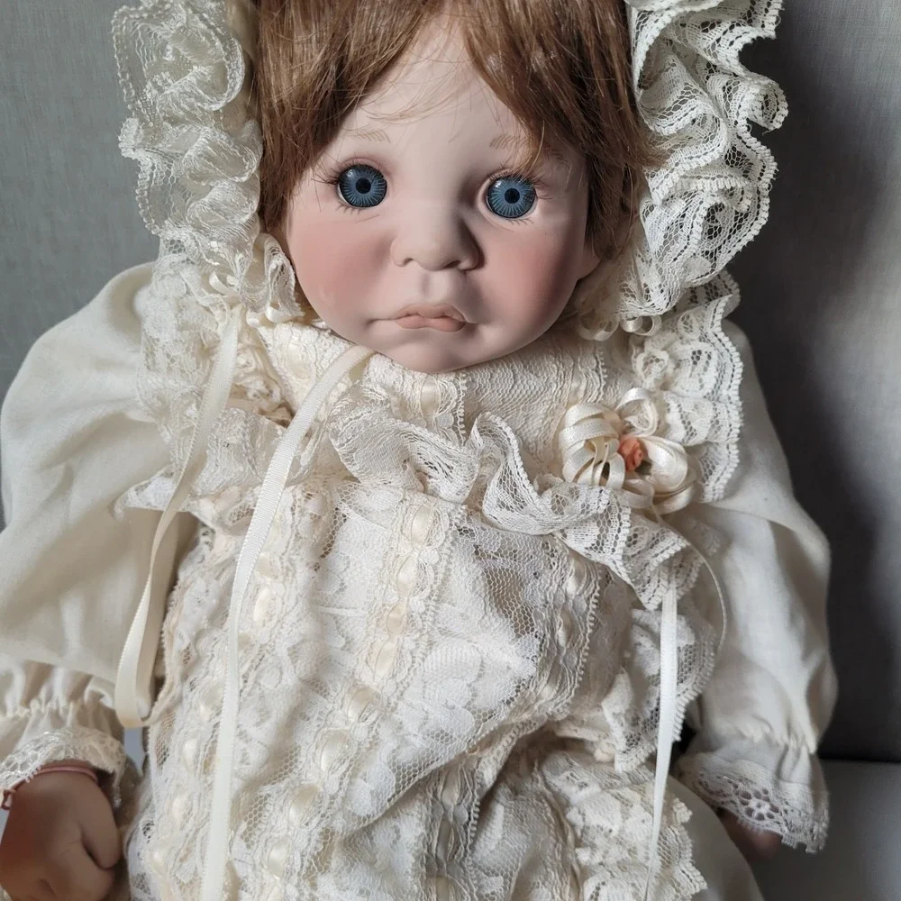 Vintage Lee Middleton Original Vinyl Baby Doll- Elaborate Lace Christening Gown